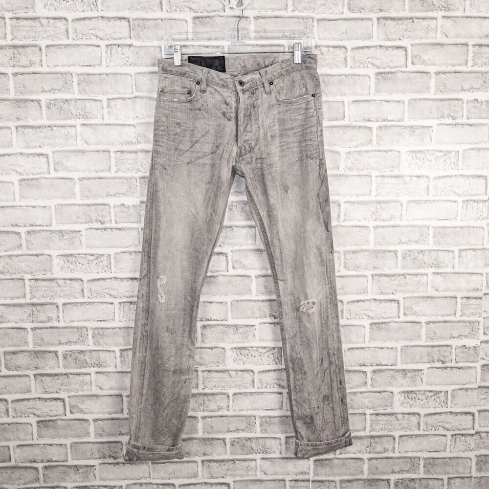 PUBLIC SCHOOL New York Men's Skinny Denim Jeans Dirty Gray distressed size 29